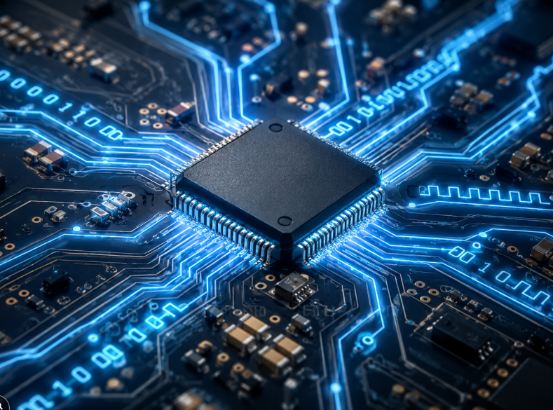 A Close Up Of A Computer Chip Mounted On A Green Circuit Board Showcasing Intricate Connections And Components