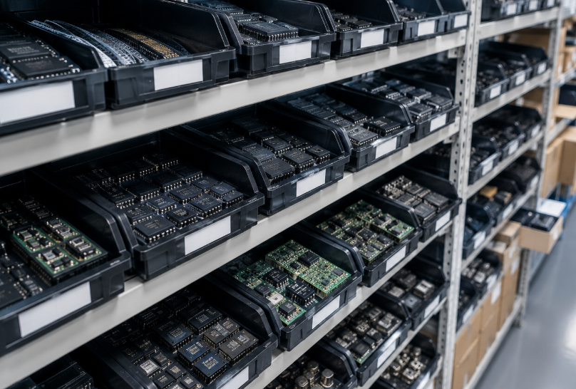 How to Manage Urgent RFQs for Industrial and Automotive Electronic Components 1 Electronic Components Organized In Trays And Reels For Inventory Management