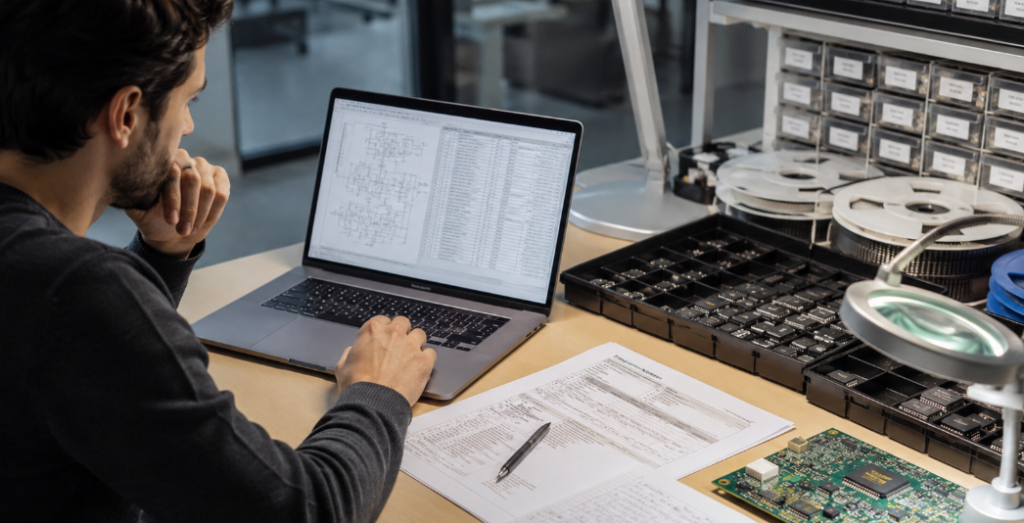 Analog IC vs Digital IC: How They Work and Where They Are Used 3 Engineer Reviewing IC Components And A BOM