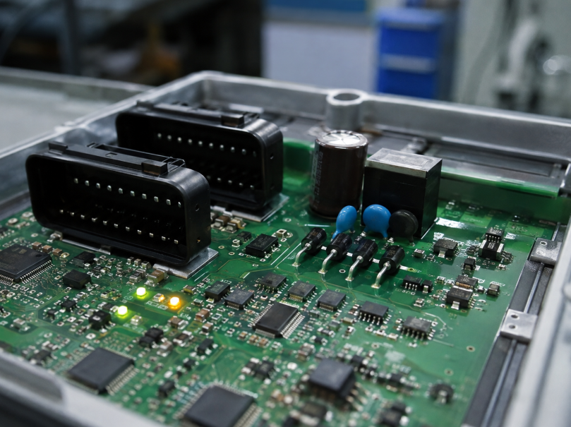 Diodes And Electronic Components On An Industrial PCB