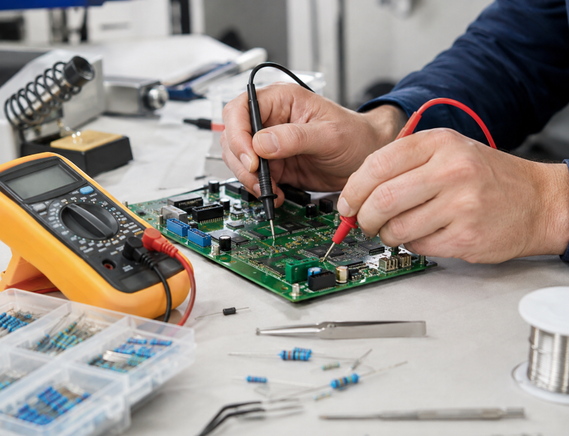 What Is a Resistor? Types, Functions, and Common Applications 2 Technician Testing A Circuit Board With A Multimeter