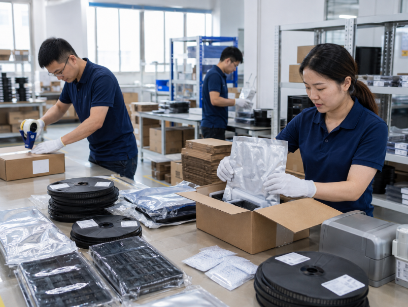 10 Questions to Ask Before Choosing an STMicroelectronics Distributor 1 Warehouse Staff Packing IC Components In Anti Static Bags