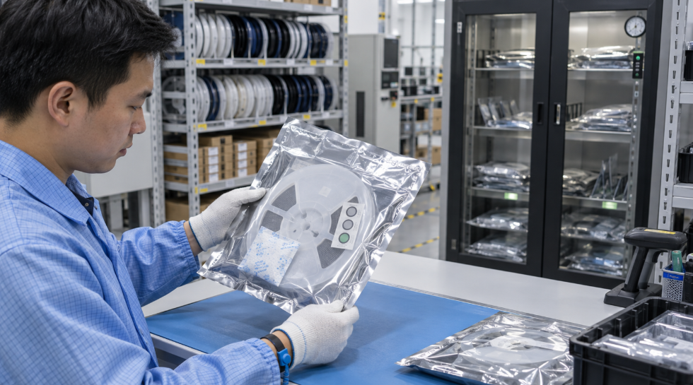 ESD-sichere Lagerung feuchtigkeitsempfindlicher elektronischer Bauteile