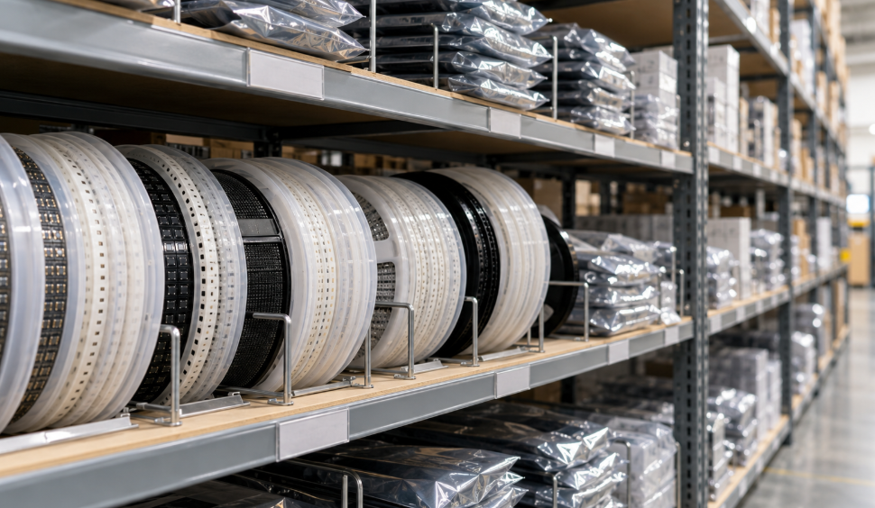 Top 15 Electronic Component Distributors in the USA 1 Electronic Component Reels In A Distribution Warehouse