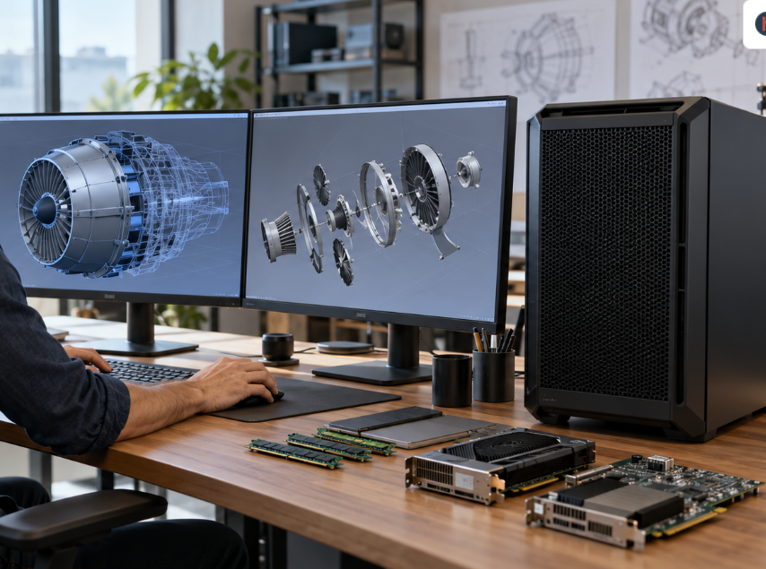 Engineer Using A Workstation For 3D Design