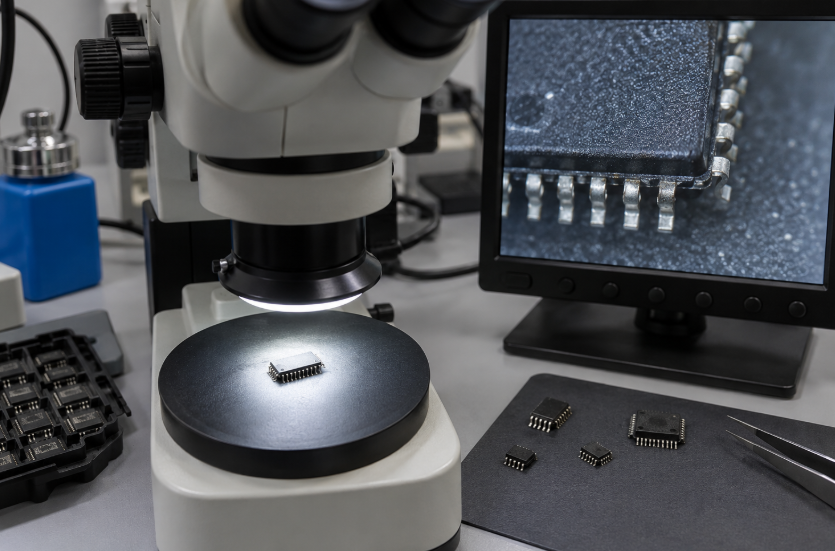 Ispezione microscopica dei componenti elettronici