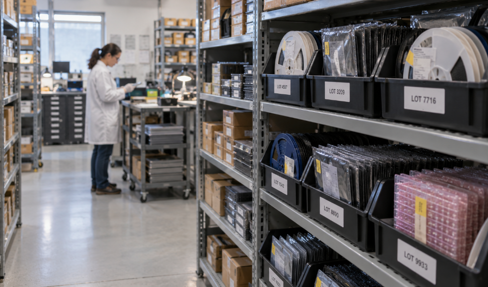 Why Component Traceability Matters in Electronic Component Sourcing 3 Obsolete Electronic Component Lots Stored In Separate Bins