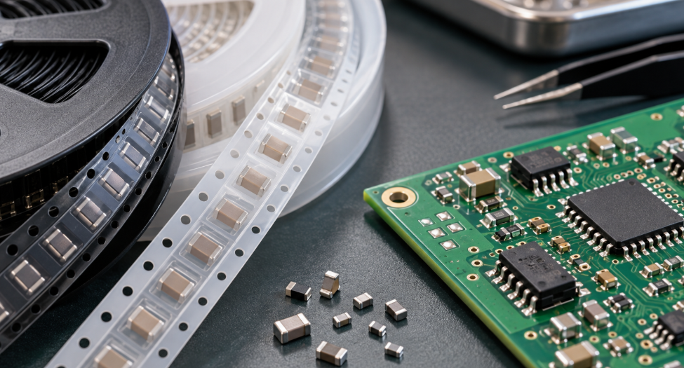 What Is SMT? How Surface-Mount Technology Works 1 SMD Components On Reels Beside An Assembled PCB