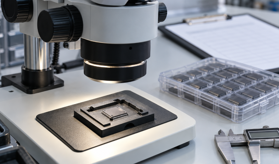 How to Source Obsolete Electronic Components: A Buyer’s Risk Checklist 3 Integrated Circuit Positioned Under A Stereo Microscope For Visual Inspection
