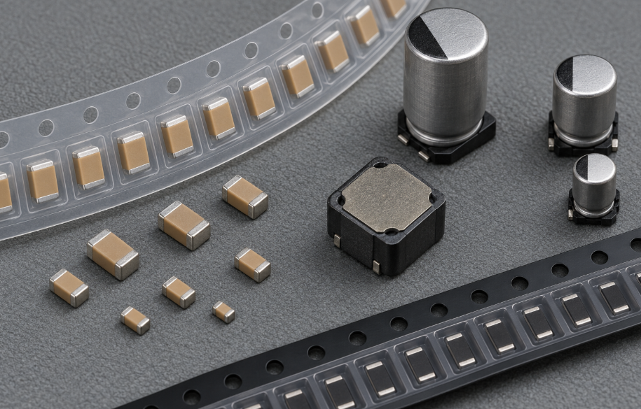 Top 12 Most Common Electronic Components on a PCB 1 Resistors Capacitors And A Power Inductor On An ESD Mat