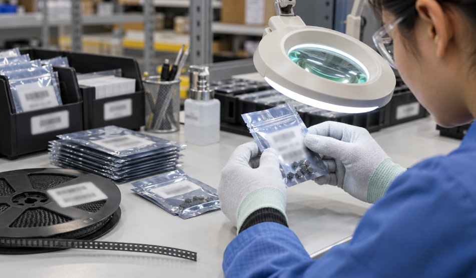 What Is a BJT Transistor? NPN vs PNP Explained 3 Transistor Packages And Tape Reel On An Incoming Inspection Bench