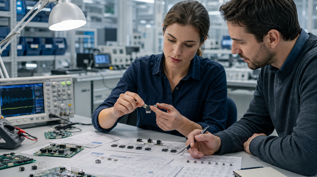 Engineers Comparing Alternative Electronic Components